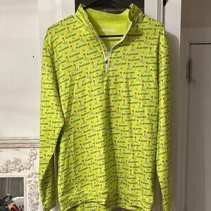 NWOT SHANKITGOLF Lime Green Men's 1/4 Zip-Up Plastered Long Sleeved Pull Over